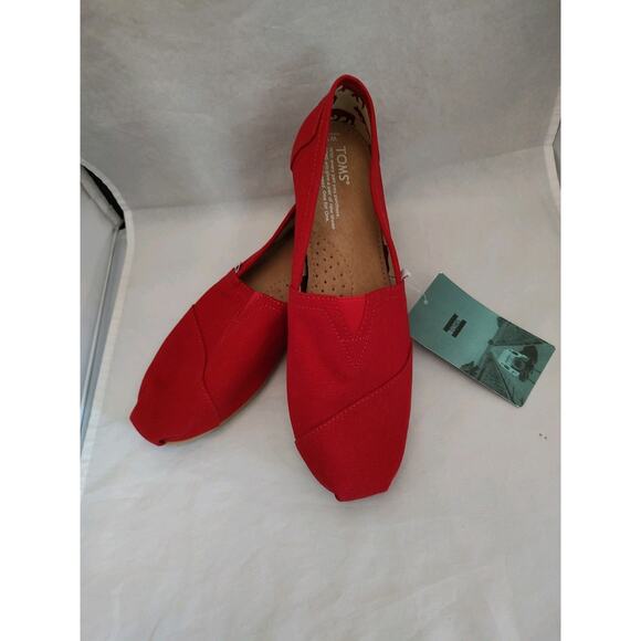 Toms Women's Classic Slip On Canvas Shoes W 9 Red Loafer Flats NWT - Picture 10 of 10